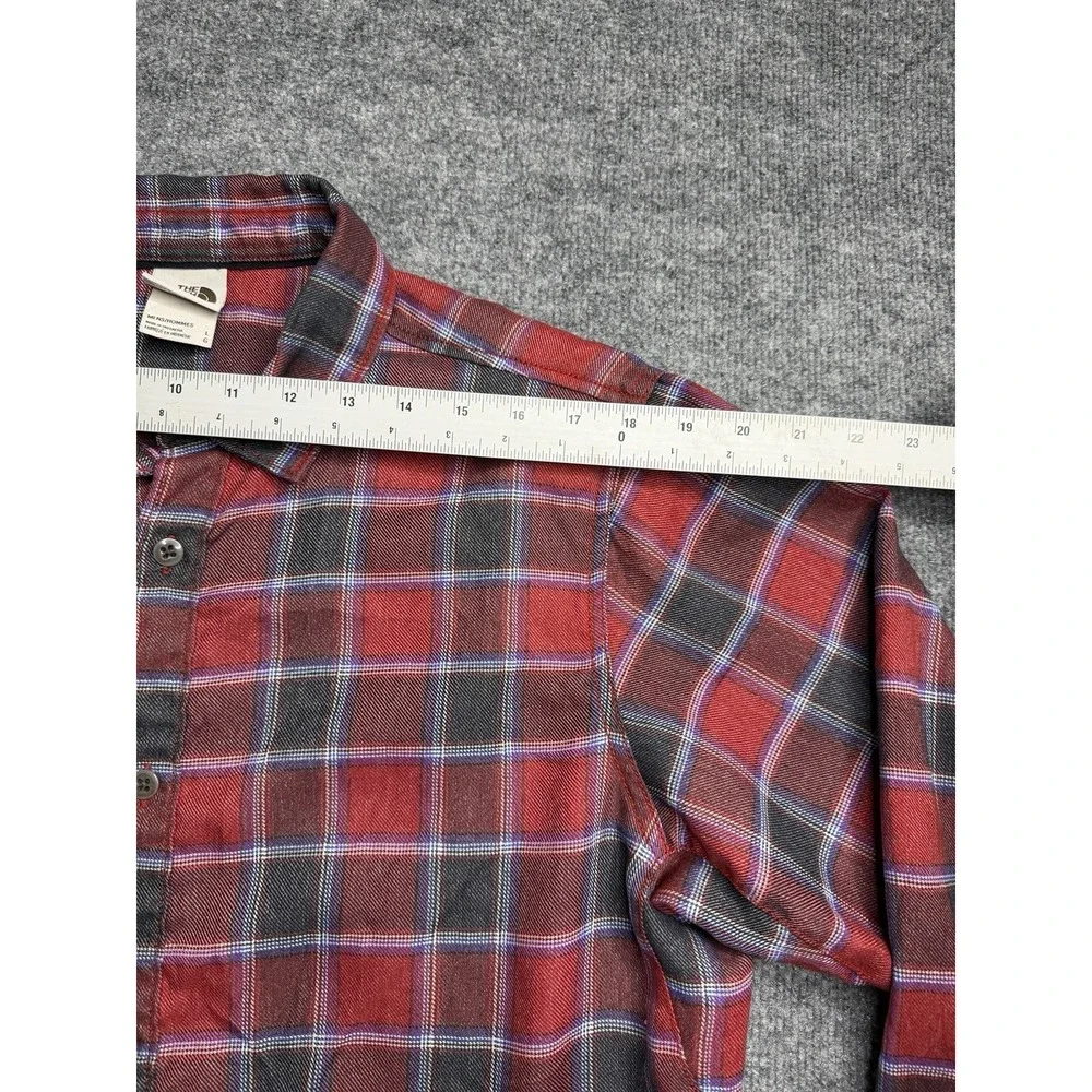 The North Face ThermoCore Button Down Shirt Men Size L Red Plaid